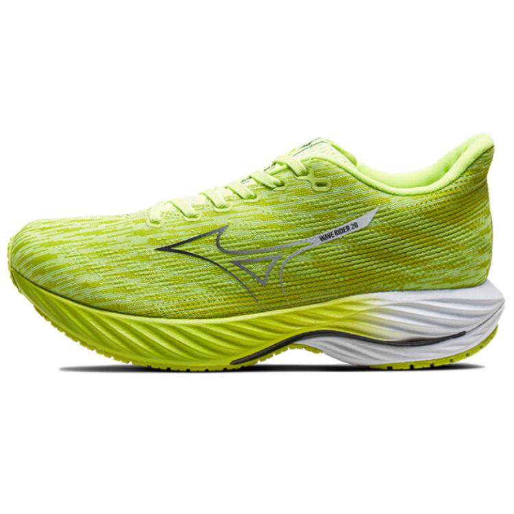 Mizuno Wave Rider 28 Fluorescent Yellow/White Breathable Running Shoes. J1GC240309