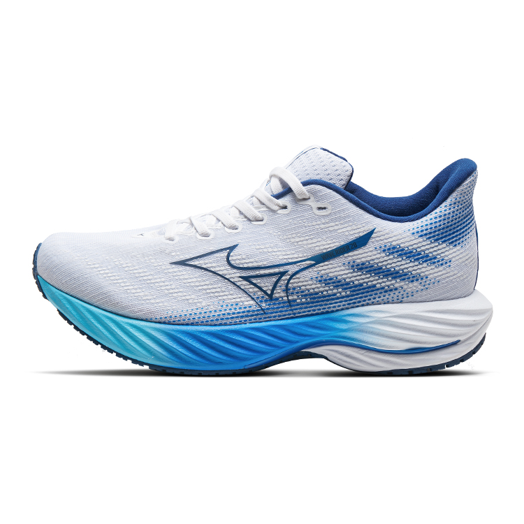 Mizuno Wave Rider 28 White Blue Lightweight Running Shoes Durable Comfort J1GC240301