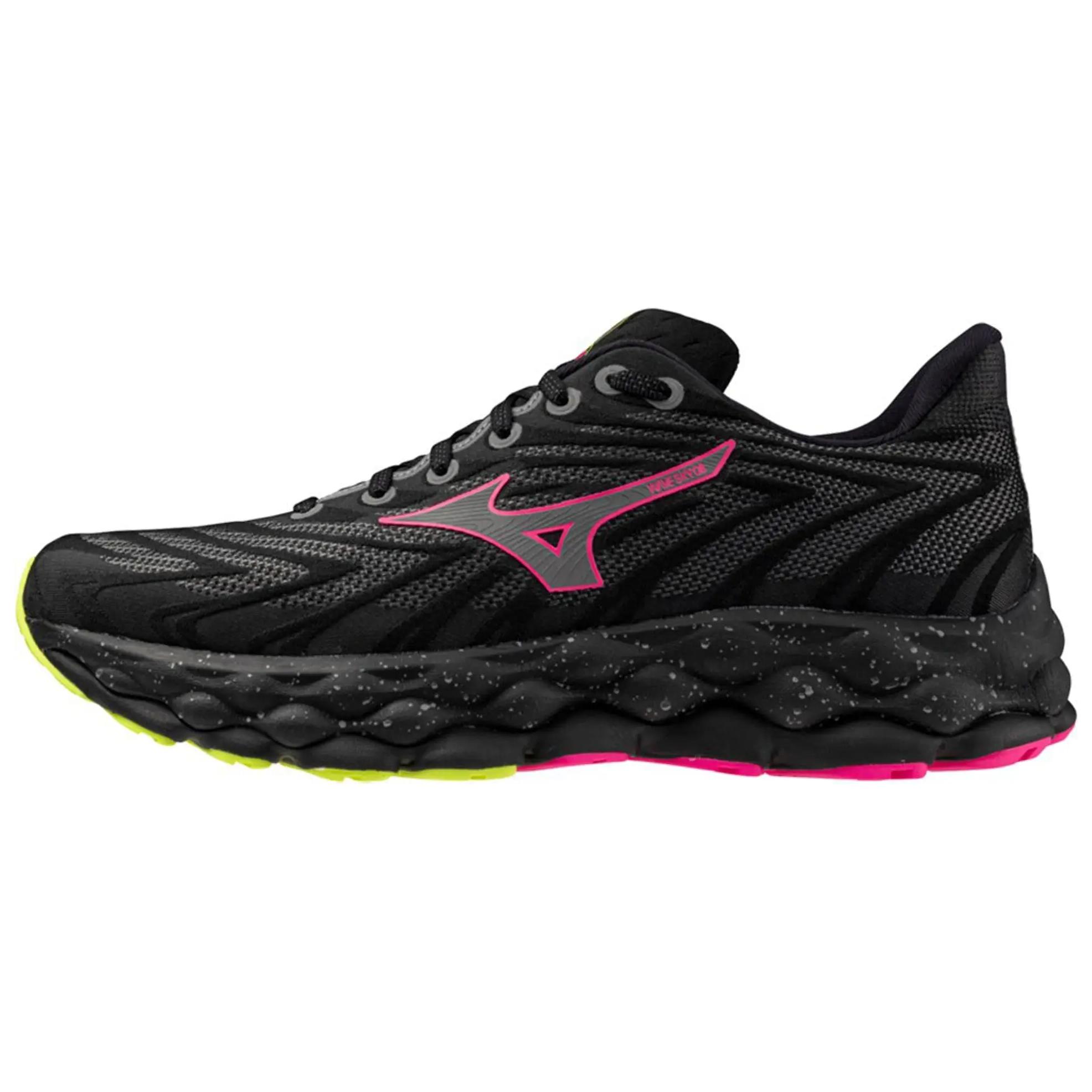 Mizuno Wave Sky 8 Black Lightweight Cushioned Running Shoes J1GC240206