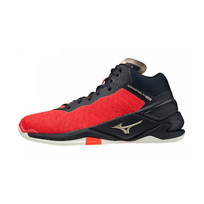 Mizuno Wave Stealth Neo Mid 'Black Red Patchwork'