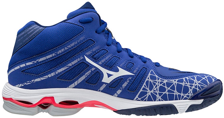 Mizuno 波浪壓力 中筒 耐磨防滑 排球鞋 藍白 Order Mizuno 波浪壓力 中筒 耐磨防滑 排球鞋 藍白