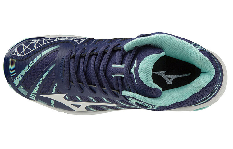Lookbook Mizuno Wave Voltage Mid 'Putih Biru' V1GC196515