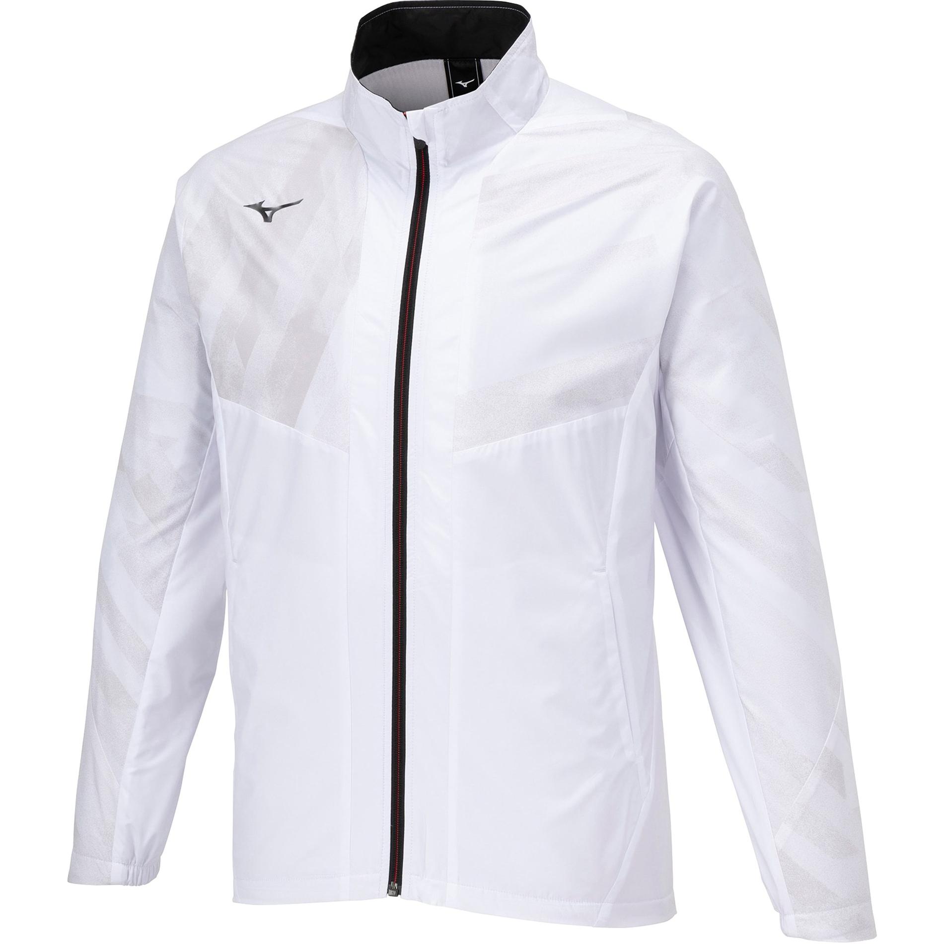 Mizuno White Embroidered Logo Zip-Up Jacket with Stand Collar 32MEA541-02