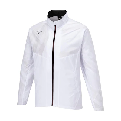 Mizuno White Embroidered Logo Zip-Up Jacket with Stand Collar 32MEA541-02