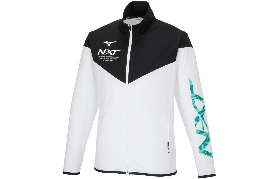 Mizuno White Letter Printed Colorblock Zip-Up Jacket 32JCA21001