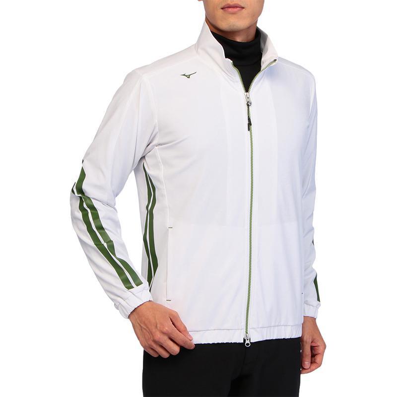 Mizuno White Stand Collar Long Sleeve Sports Jacket E2ME2501