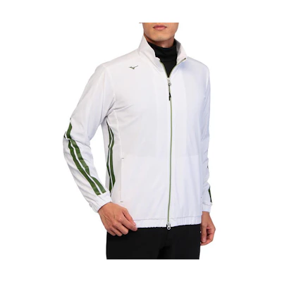 Mizuno White Stand Collar Long Sleeve Sports Jacket E2ME2501
