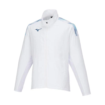 Mizuno White Unisex Zip-Up Jacket with Logo and Stand Collar 62JCA01-001