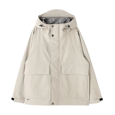 Mizuno Margaret Howell White Waterproof Zip Hoodie Jacket for Men B2JEBZ01-49