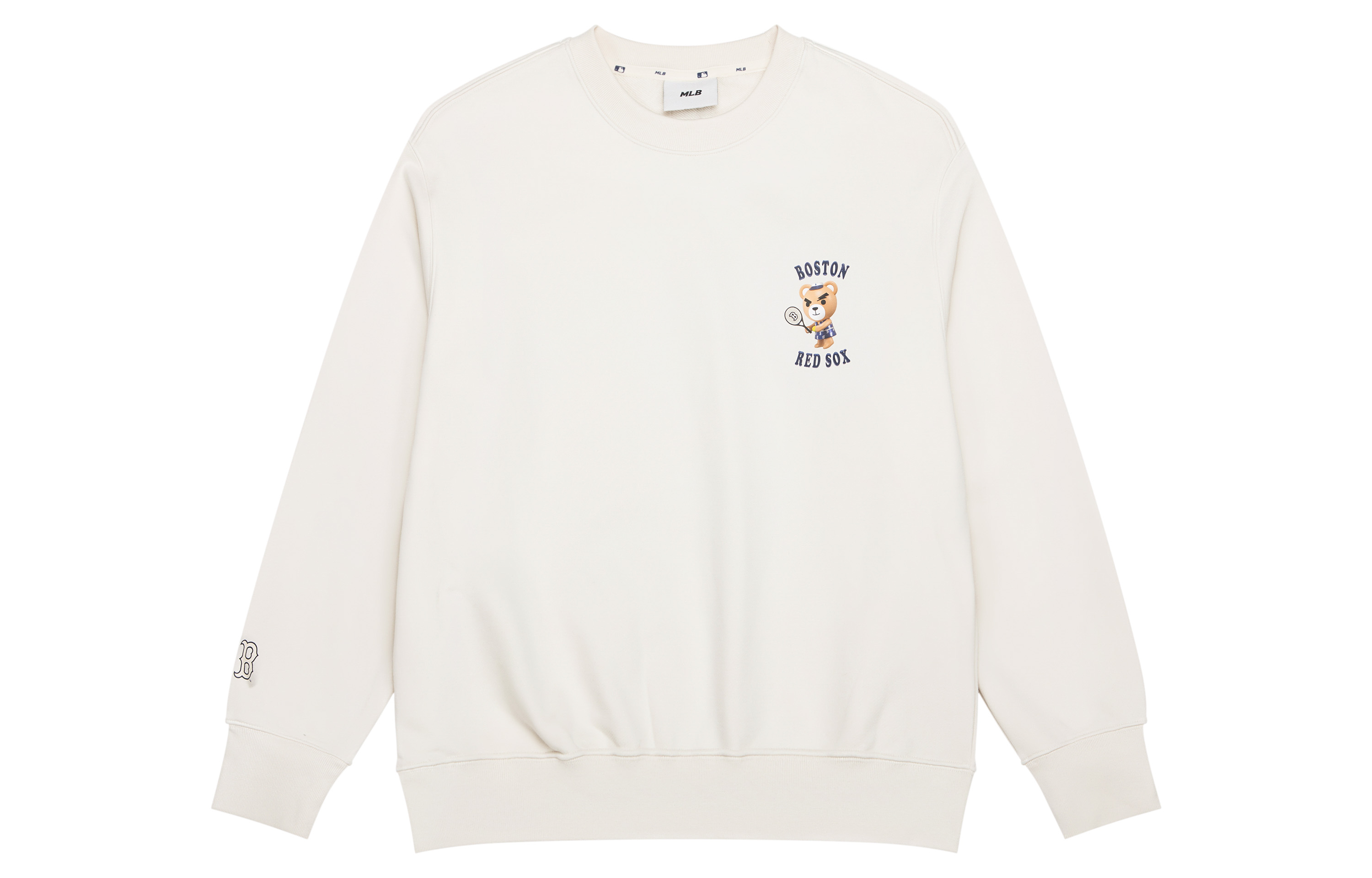 MLB 23FW Boston Red Sox Bear Logo Ivory Crewneck Sweatshirt Unisex 3AMTE0134-43CRD
