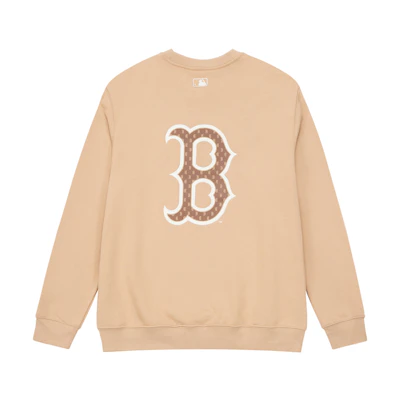 MLB 23FW Boston Red Sox Logo Crewneck Beige Unisex Sweatshirt 3AMTM1234-43BGS