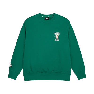 MLB 23FW LA Dodgers Bear Logo Crewneck Sweatshirt Unisex Green 3AMTE0134-07GNS