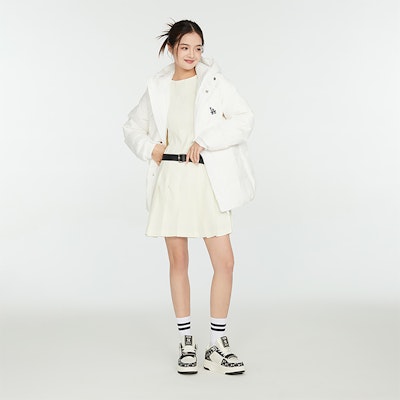MLB 23FW 洛杉磯道奇白色羽絨短外套 男女休閒外套. 3ADJB2036-07WHS 2
