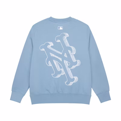 MLB 23FW New York Mets Logo Crewneck Sweatshirt Unisex Blue 3AMTB0434-09BLP