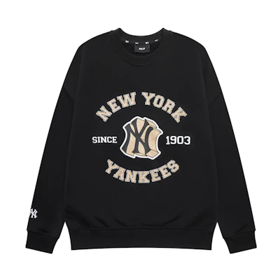 MLB 23FW New York Yankees Academy Crewneck Sweatshirt Unisex Black 3AMTV1034-50BKS