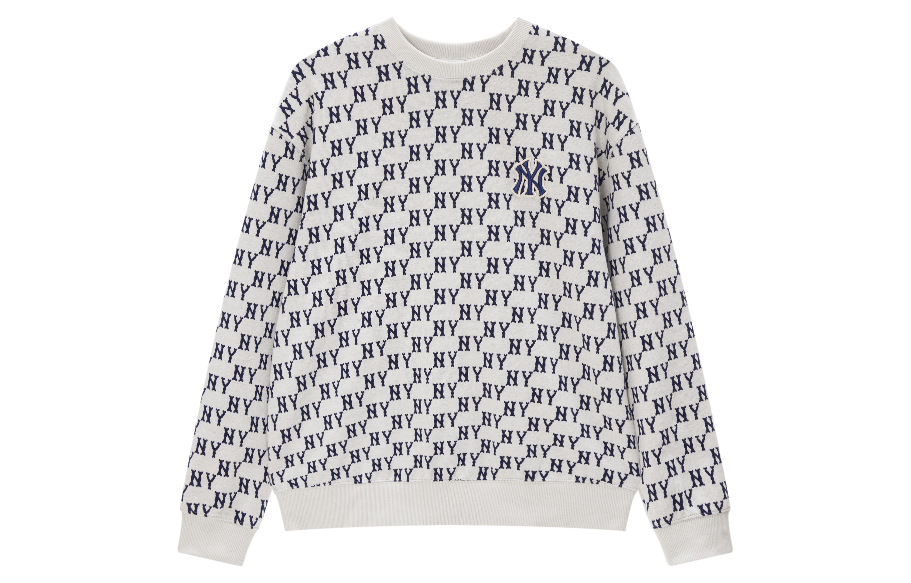 MLB 23FW New York Yankees All-Over Print Retro Knit Sweatshirt Cream Unisex 3AMTM0334-50CRD