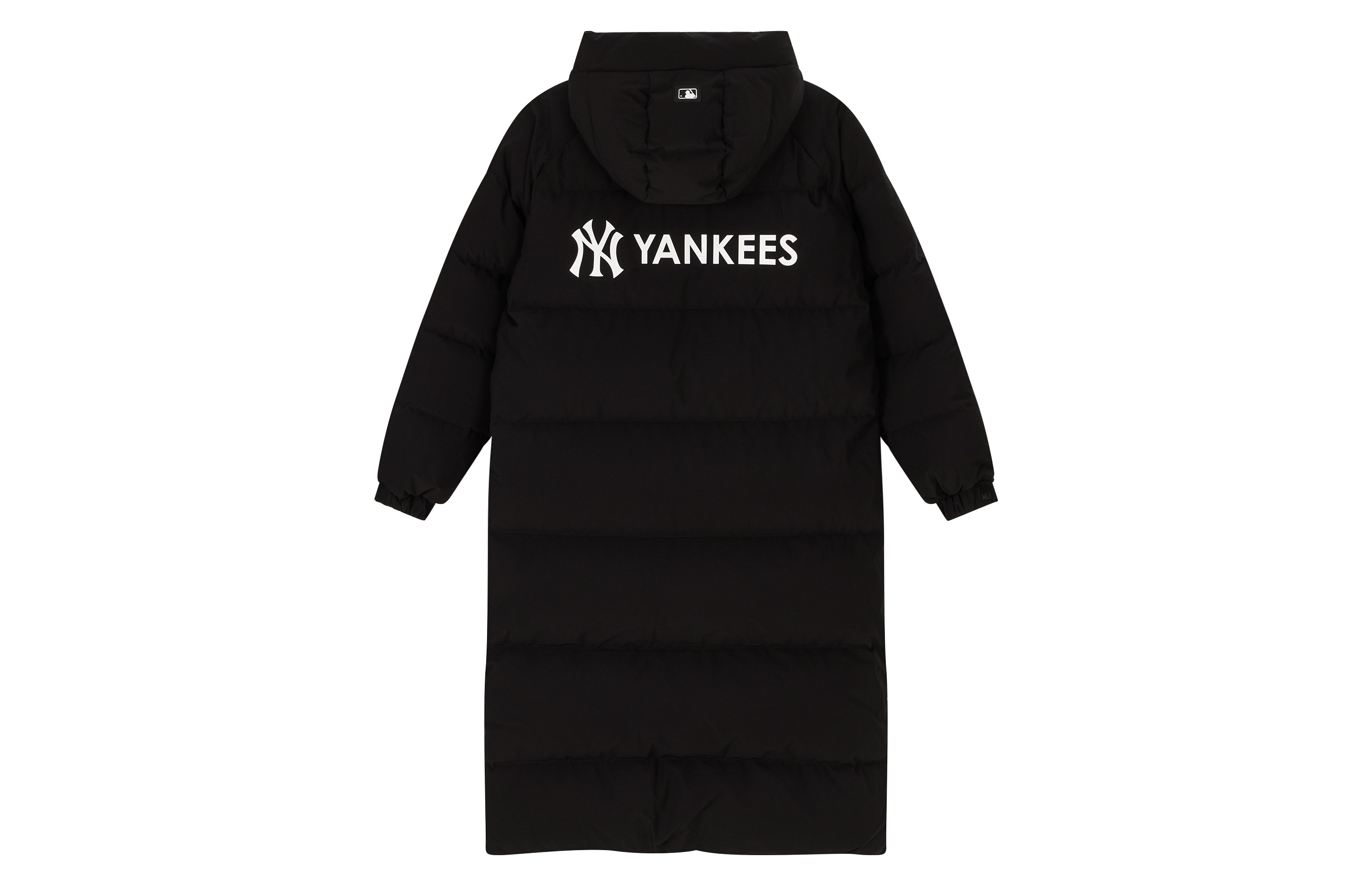 MLB 23FW New York Yankees Letter Logo Embroidered Long Puffer Jacket Black Unisex 3ADJB1436-50BKS
