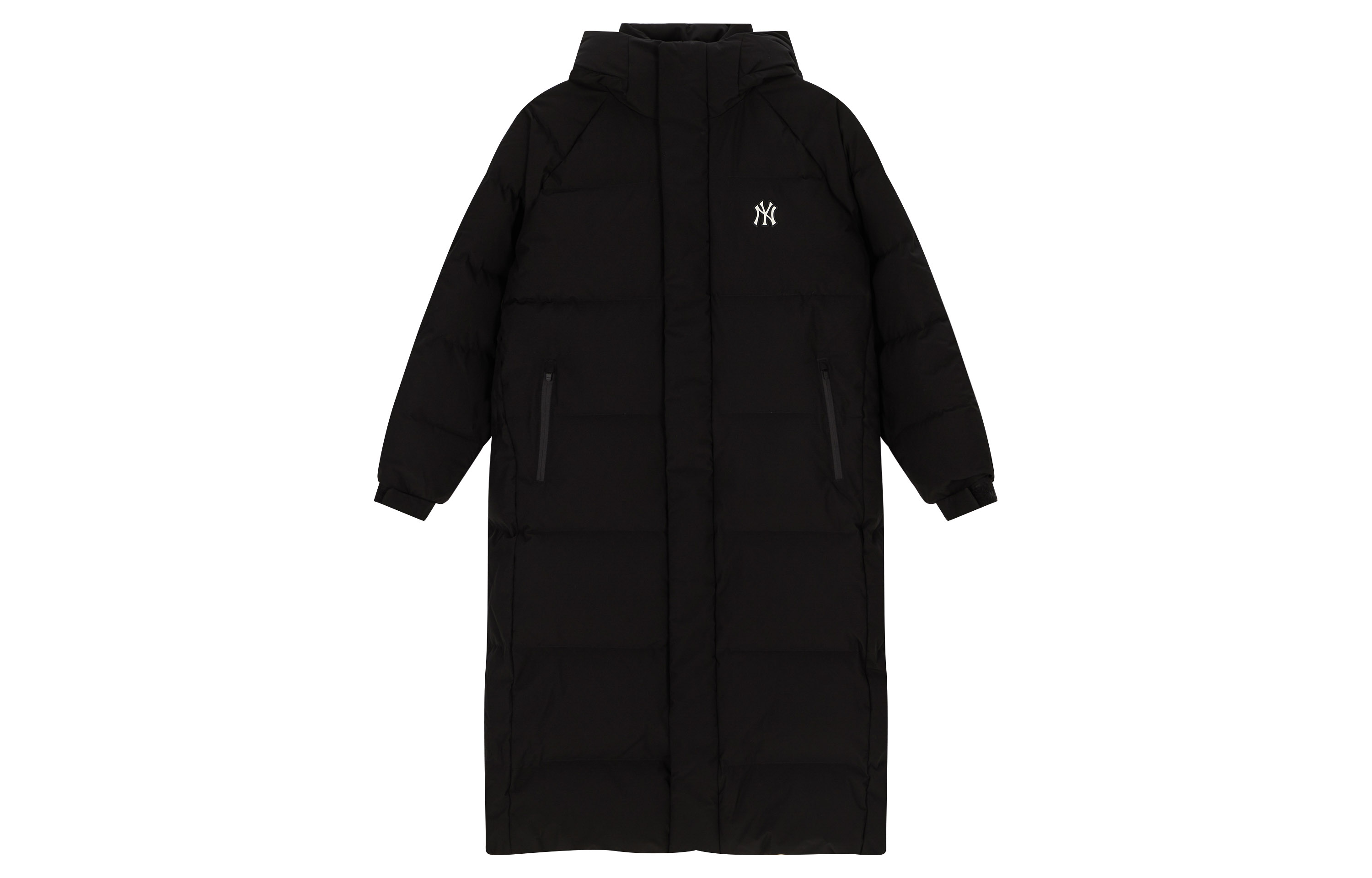 Lookbook MLB 23FW New York Yankees Letter Logo Embroidered Long Puffer Jacket Black Unisex 3ADJB1436-50BKS