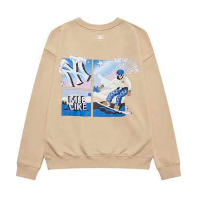 MLB 23FW New York Yankees Like Series Oversized Crewneck Beige Unisex Sweatshirt 3AMTL0134-50SAL