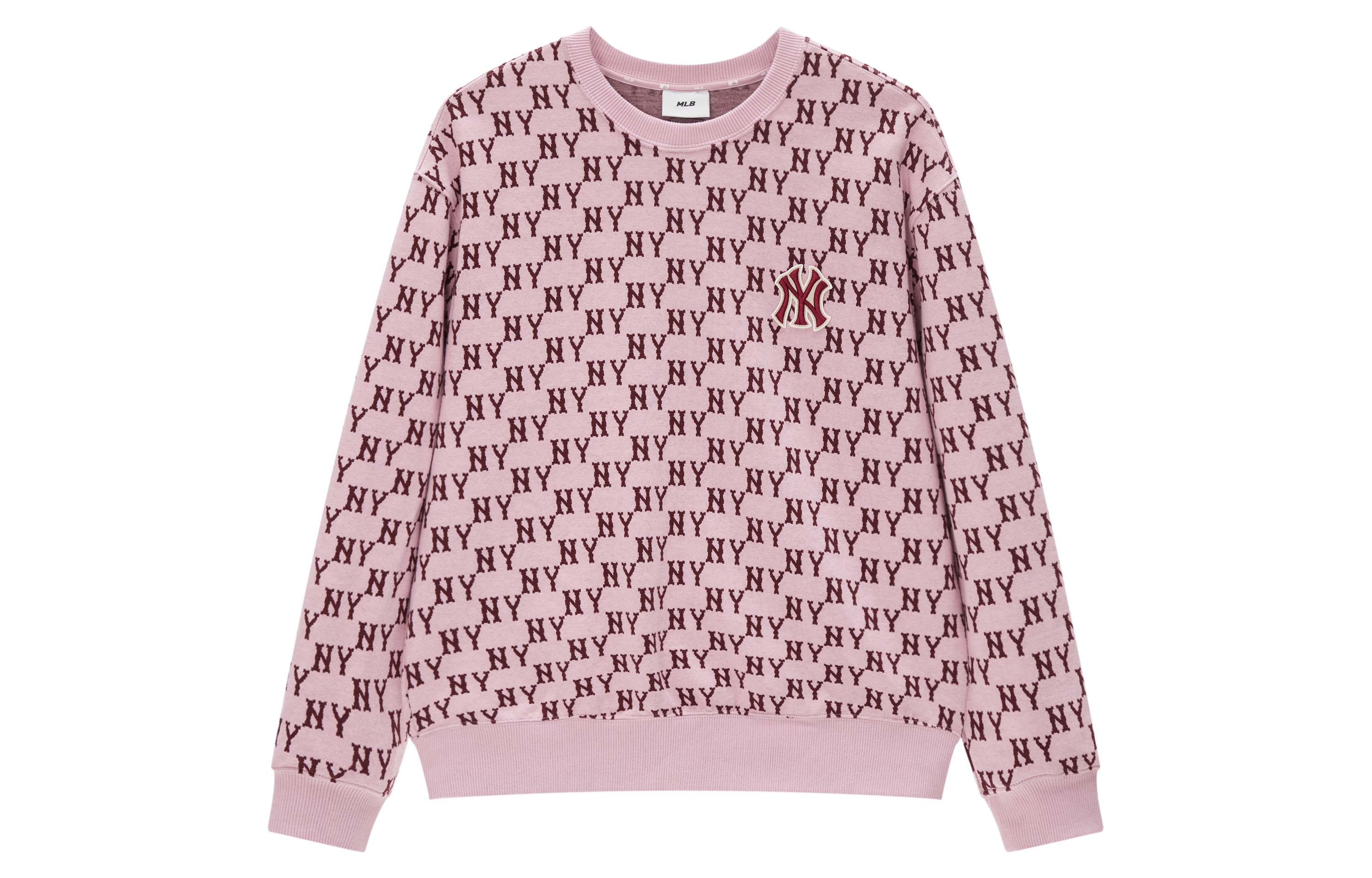 MLB 23FW New York Yankees Logo Pink Knit Pullover Sweatshirt Unisex. 3AMTM0334-50PKL