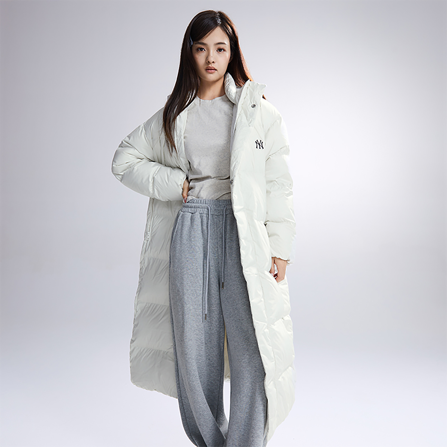 Sizing MLB 23FW 紐約洋基復古菱形羽絨外套 男女 白色 3ADJB1136-50CRS