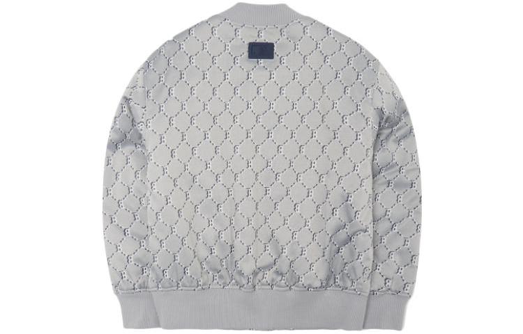 Lookbook Chaqueta MLB Gris de Cuadros con Cierre y Logo Estampado. 3AJPM0121-43MGS