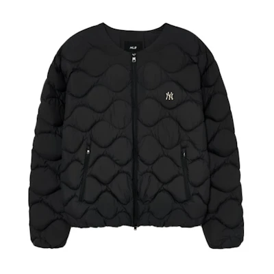 MLB Quilted Full-Zip Down Jacket Black Minimalist Logo. 3LDJB0536-50BKS