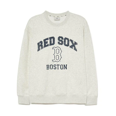 MLB Academy FW23 Boston Red Sox Logo Oversized Fleece Sweatshirt Light Gray Unisex 3AMTV0436-43MGD