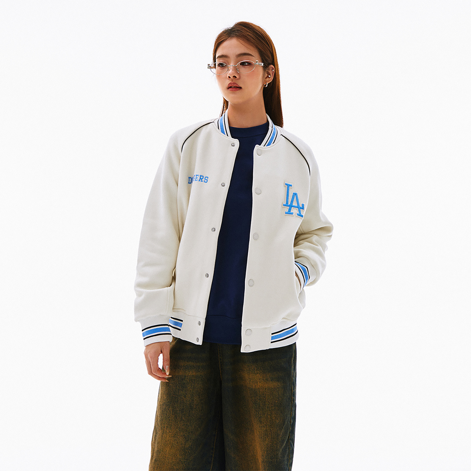 Purchase MLBアカデミーSS24ロサンゼルスドジャースロゴプリント野球ジャケットユニセックス白 3AJPV0841-07CRD