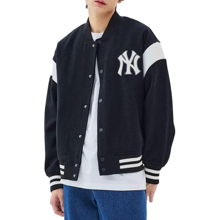 Shop MLB Academy Style FW23 New York Yankees Letter Print Baseball Jacket Unisex Black 3AJPV0934-50BKS