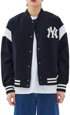 MLB Academy Style FW23 New York Yankees Letter Print Baseball Jacket Unisex Black 3AJPV0934-50BKS Details for MLB Academy Style FW23 New York Yankees Letter Print Baseball Jacket Unisex Black 3AJPV0934-50BKS