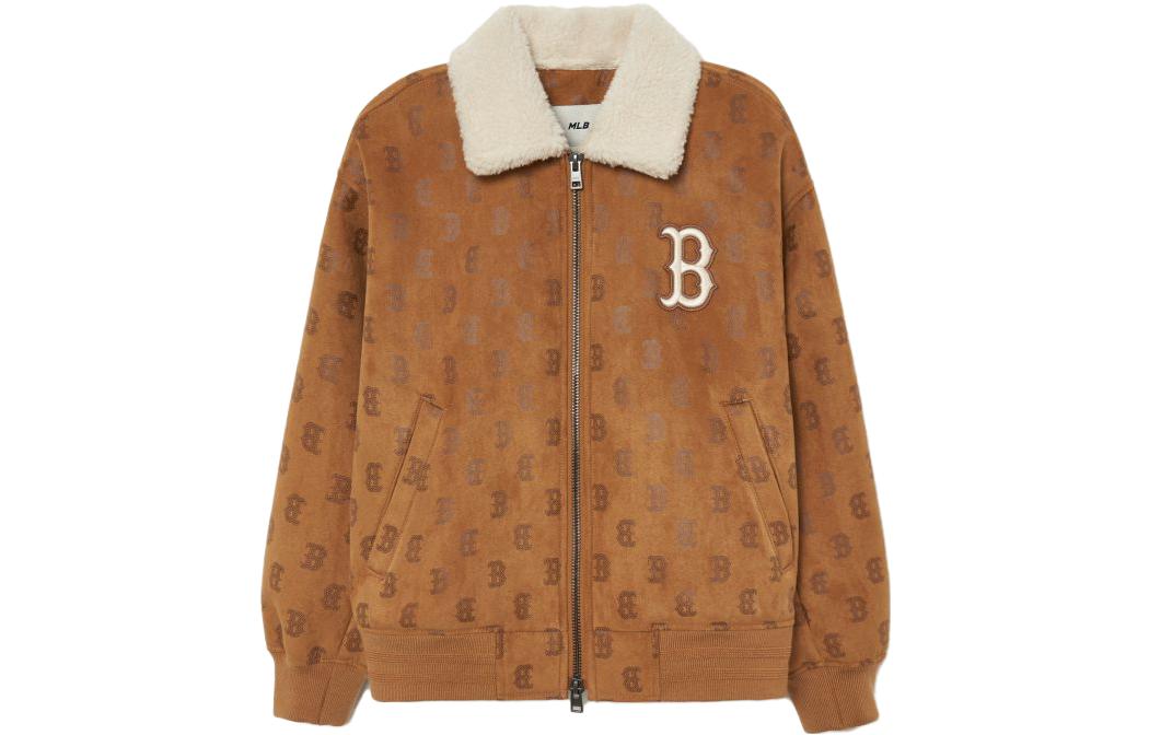 MLB All-Over Logo Fleece Collar Jacket Unisex - Camel Brown 3AJPM0334-43CAS 圖 2