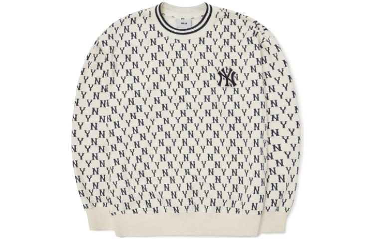 MLB All-Over NY Letter Crewneck Pullover Sweatshirt Unisex White 3AMTM0926-50CRS 圖 2