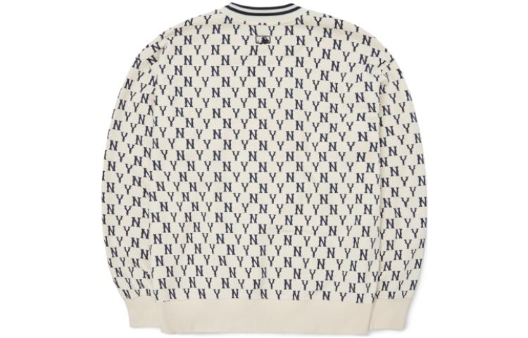 MLB All-Over NY Letter Crewneck Pullover Sweatshirt Unisex White 3AMTM0926-50CRS 圖 3