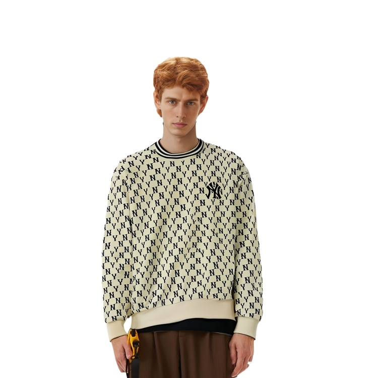 MLB All-Over NY Letter Crewneck Pullover Sweatshirt Unisex White 3AMTM0926-50CRS 圖 7