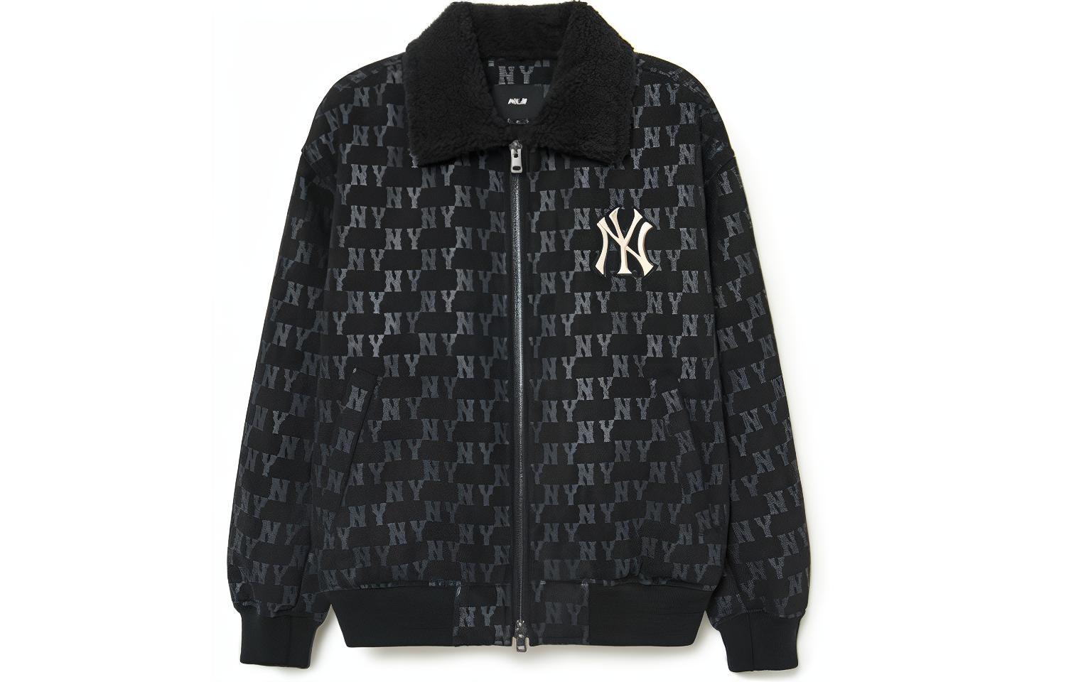 MLB Allover Letter Print Zip-Up Jacket Unisex Black 3AJPM0334-50BKS