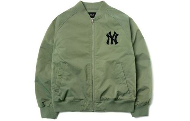 MLB Back Letter Logo Bomber Varsity Jacket Green Unisex Fall Edition. 3AJP21016-50KAL