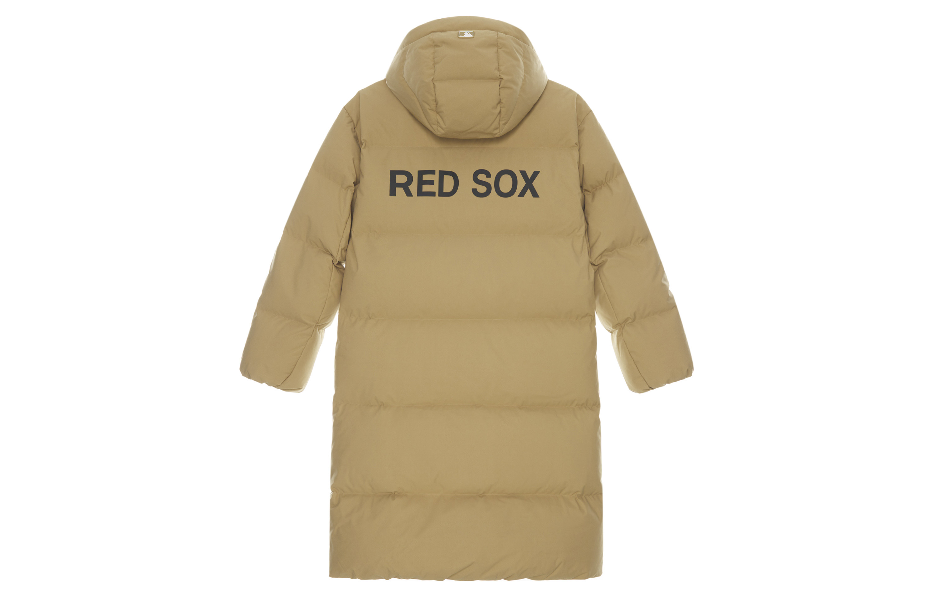 MLB Basic Boston Red Sox FW24 Beige Long Puffer Jacket Unisex with Logo Print. 3ADJB1846-43BGS