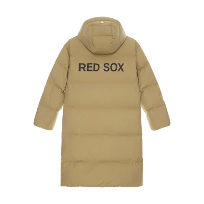 MLB Basic Boston Red Sox FW24 Beige Long Puffer Jacket Unisex with Logo Print. 3ADJB1846-43BGS
