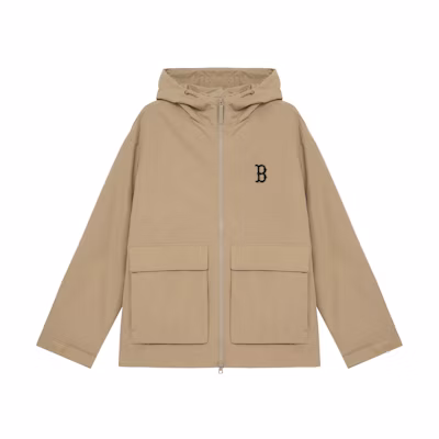 MLB Basic Boston Red Sox Soft Comfortable Hooded Jacket Unisex Light Beige 3AWJB0144-43BGL