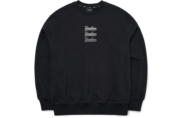 MLB Basic Logo Embroidered New York Yankees Black Crewneck Sweatshirt Unisex 3AMTB0521-50BKS