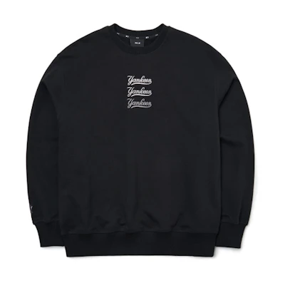 MLB Basic Logo Embroidered New York Yankees Black Crewneck Sweatshirt Unisex 3AMTB0521-50BKS
