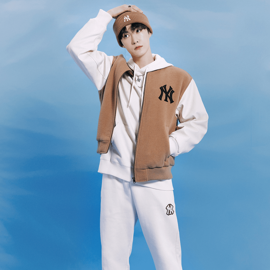 MLB Basic Logo Embroidered Retro Baseball Jacket Khaki Unisex Couples Style. 3AJP12016-50BGD 圖 4