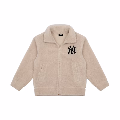 MLB Basic Logo Fleece-Lined Collar Sherpa Jacket Beige Unisex. 3AJPF0316-50SAS
