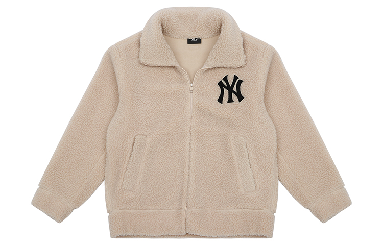 Order MLB Basic Logo Jaket Sherpa Berlapik Fleece Beige Unisex. 3AJPF0316-50SAS