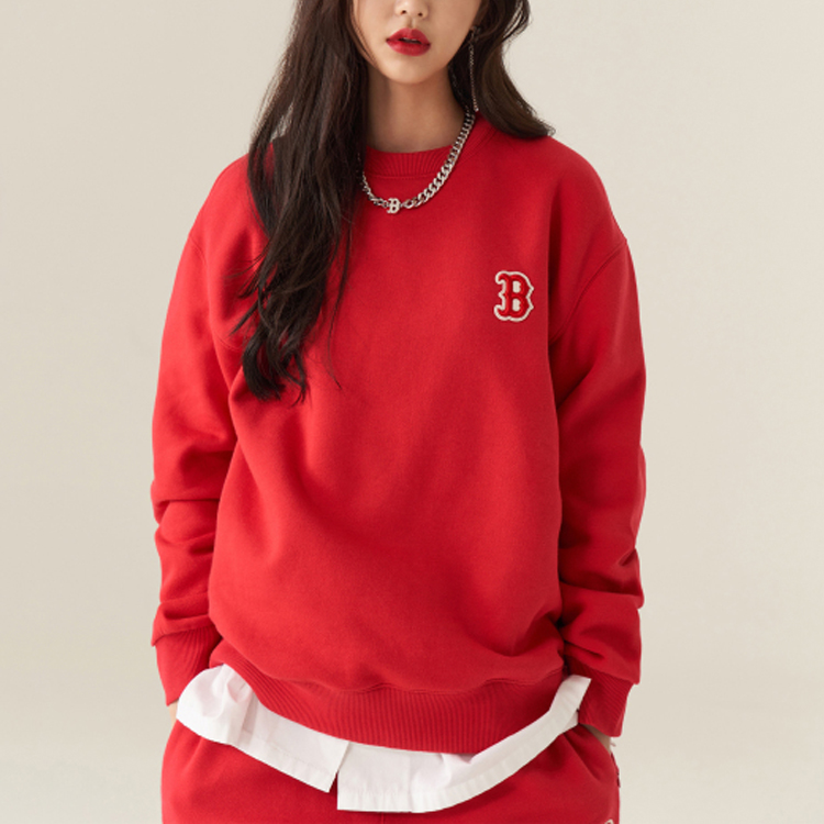 MLB Basic Logo Fleece Pullover Sweatshirt Unisex - Red 3AMTB0716-43RDS 圖 4