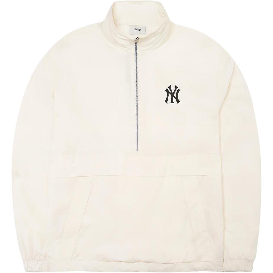 MLB Basic Logo Ivory White Stand Collar Jacket Unisex 3AWJB0221-50IVS