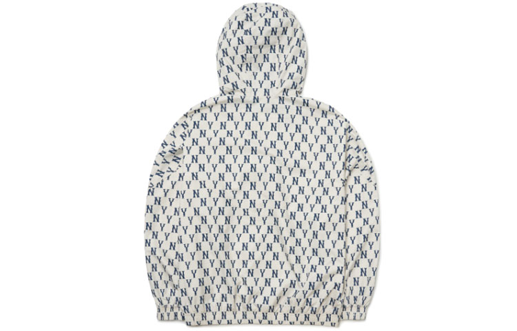 Lookbook MLB Basic Logo New York Yankees All-Over Print Hoodie Jacket Cream Unisex. 3AWJM0121-50CRS