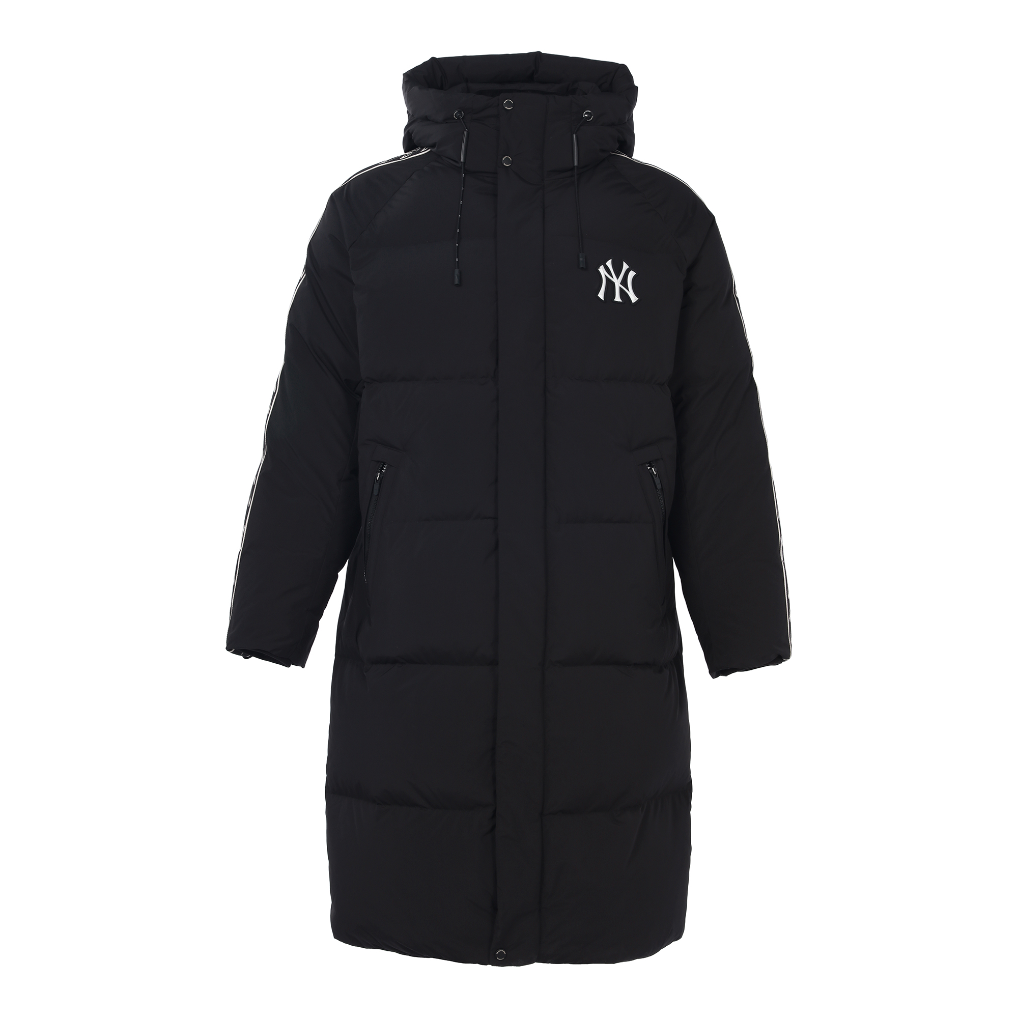 MLB Basic Logo New York Yankees Long Hooded Down Jacket Unisex Black 3ADJJ0516-50BKS