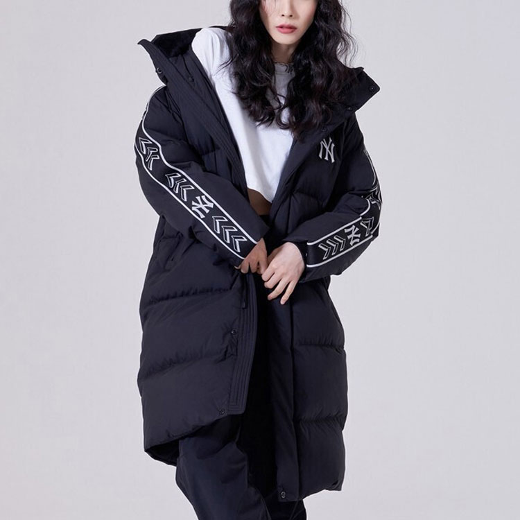 Purchase MLB 經典標誌紐約洋基連帽長版羽絨外套 男女款 黑色 3ADJJ0516-50BKS